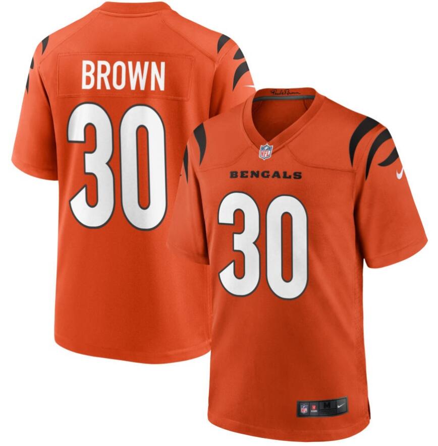 Men Cincinnati Bengals Nike #30 Chase Brown Orange 2024 NFL Game Jersey